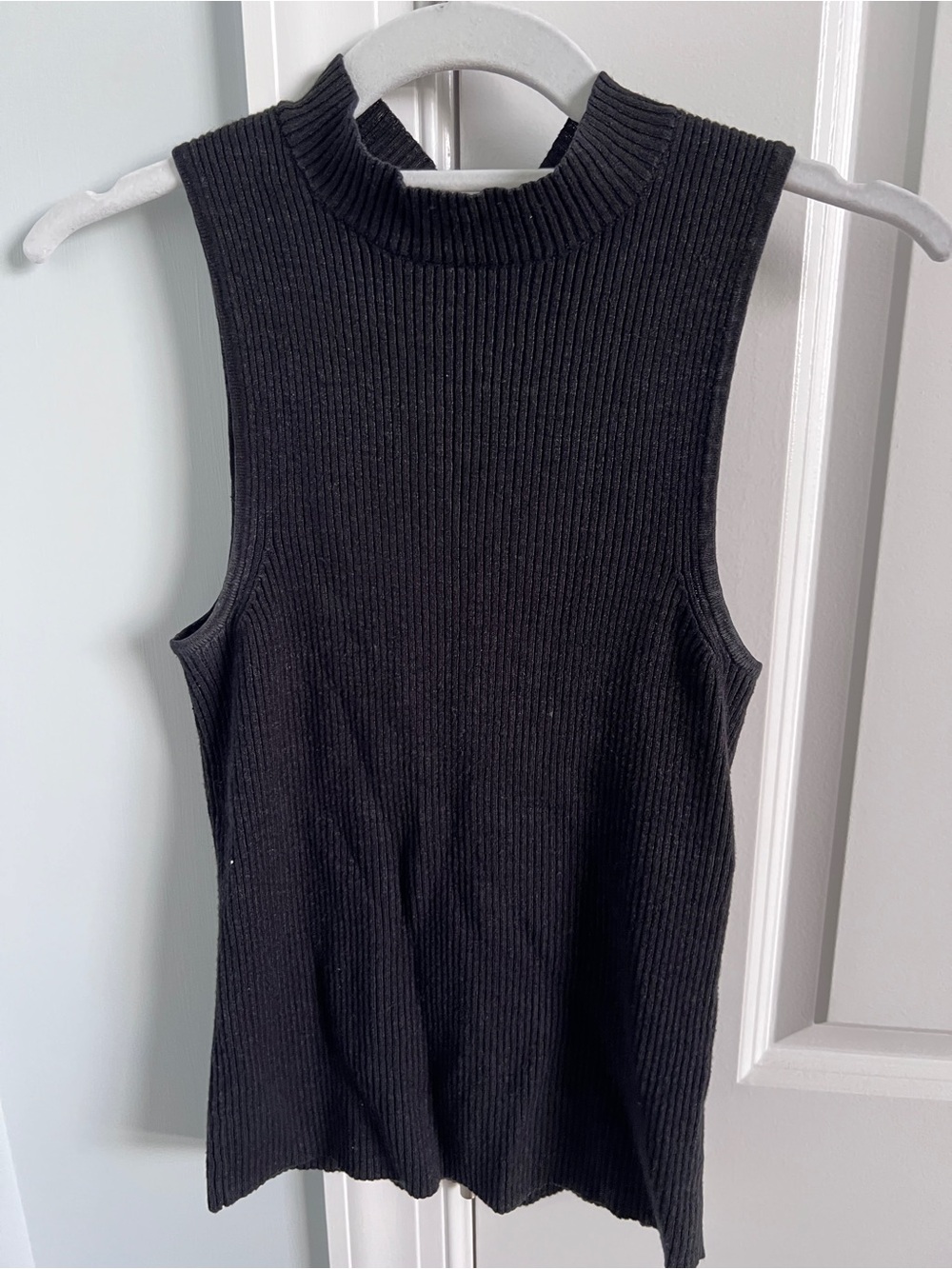 Moth Black Ribbed Mock Neck Sleeveless Tank